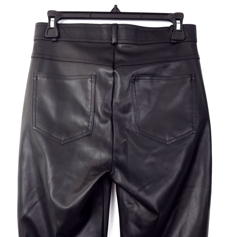 Zara Black Faux Leather Skinny Pants with Ankle Zip Size Medium - Picture 4 of 8